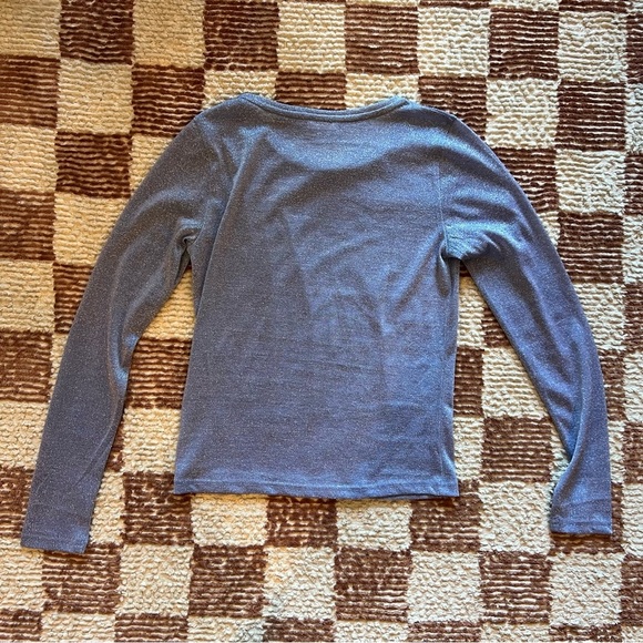 Free People Intimately Mesh So Well Layering Metallic Shimmer Top Blue Silver - Picture 2 of 3